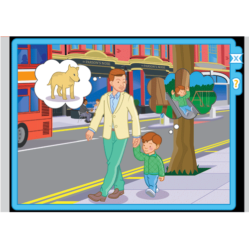 Father and child walking
